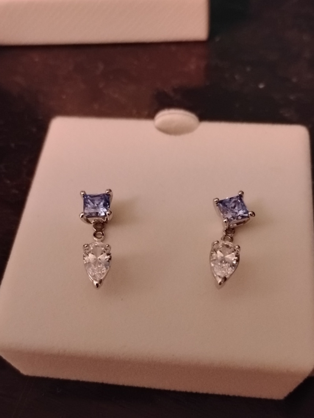 Swarovski Silver Earrings with Light Blue Crystal Dangles